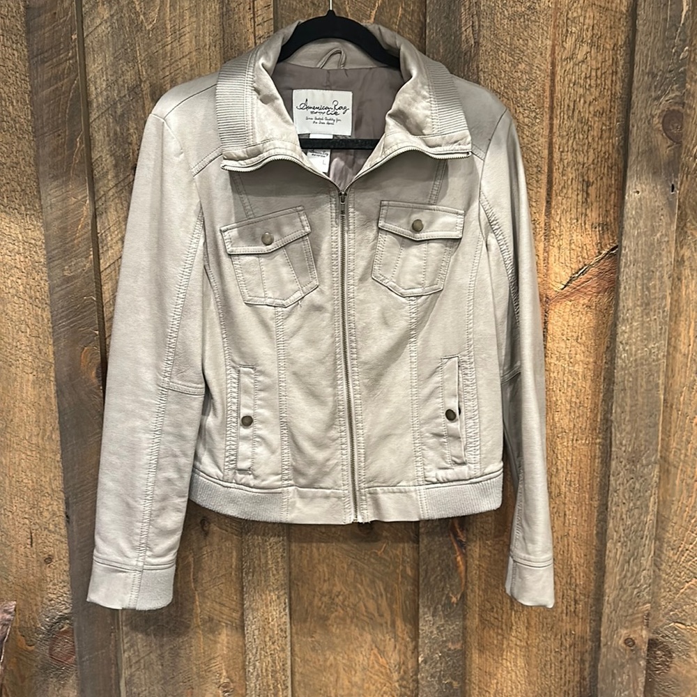 Faux leather tan jacket
